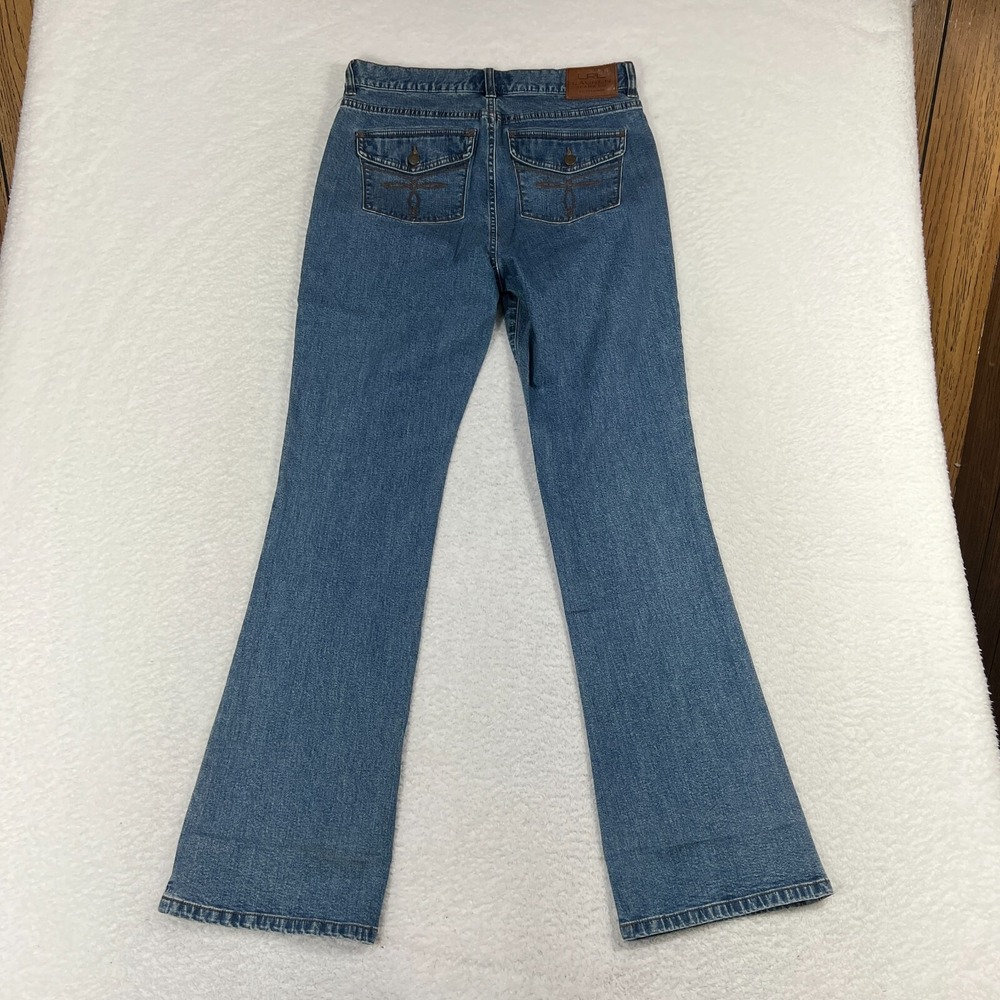 LRL Lauren Jeans Co Womens 4 (30x33) Blue Denim Classic Bootcut Flap pockets